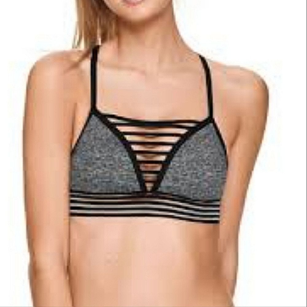 NWOT Victoria's Secret Ultimate Sports Bra Mesh Strappy Grey Black Small